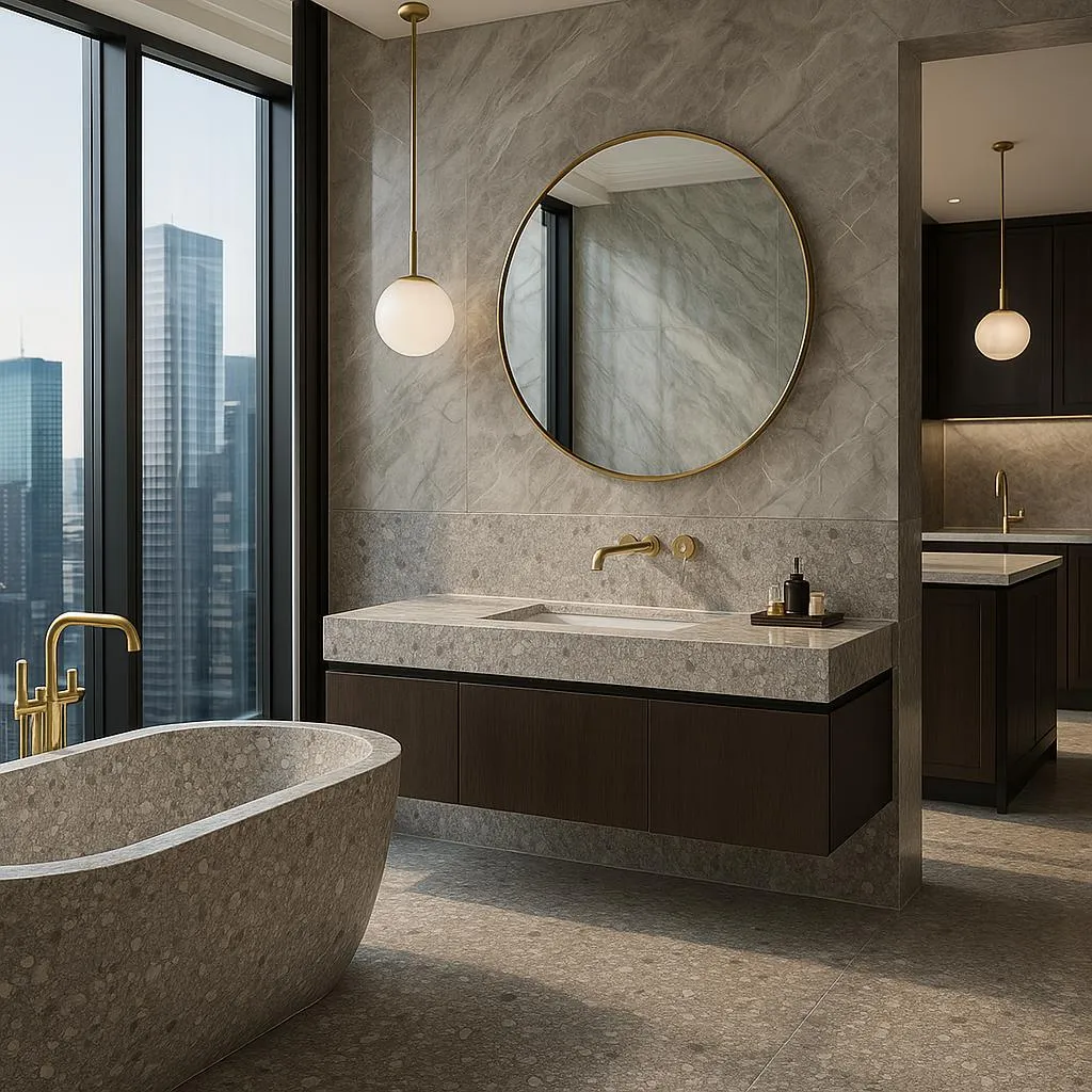 Ceppo Grigio render in Bathroom